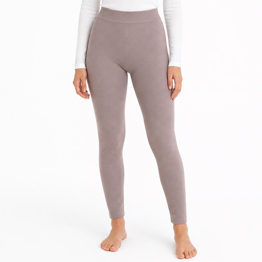 Connection 18 Seamless Leggings Mauve Gray Cotton Blend Ribbed Waist Size M
